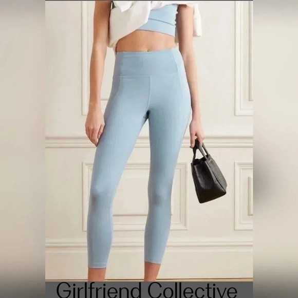 Nwot Girlfriend Collective‎ High Rise Leggings Large Sky Blue Gym Cropped - Picture 1 of 10